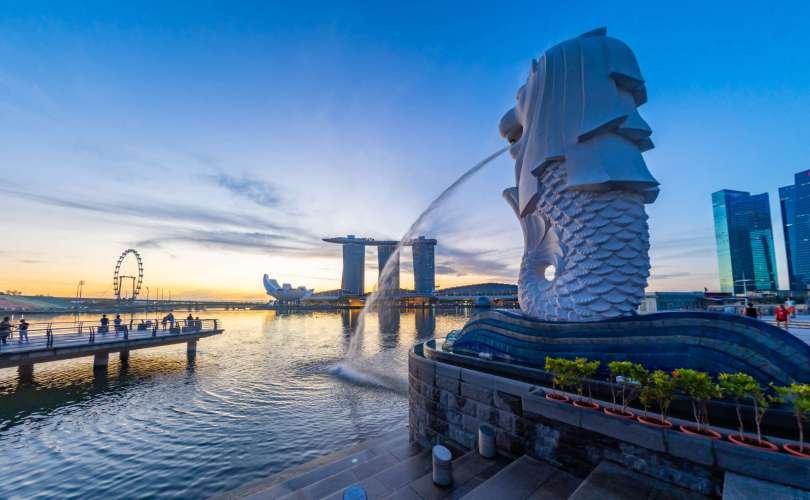 Singapore Merlion Park downtown Singapore business district